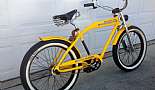 2007 Felt Taxi with double crown fork, Felt High Swoopy bars, Sturmey Archer drum brake, leather grips, Brooks B33, lay back seat post, Nirve drink caddy, chrome bicycle bell, Primo Super Tenderizer pedals, custom LED tail light, and 1954 New York license plate.